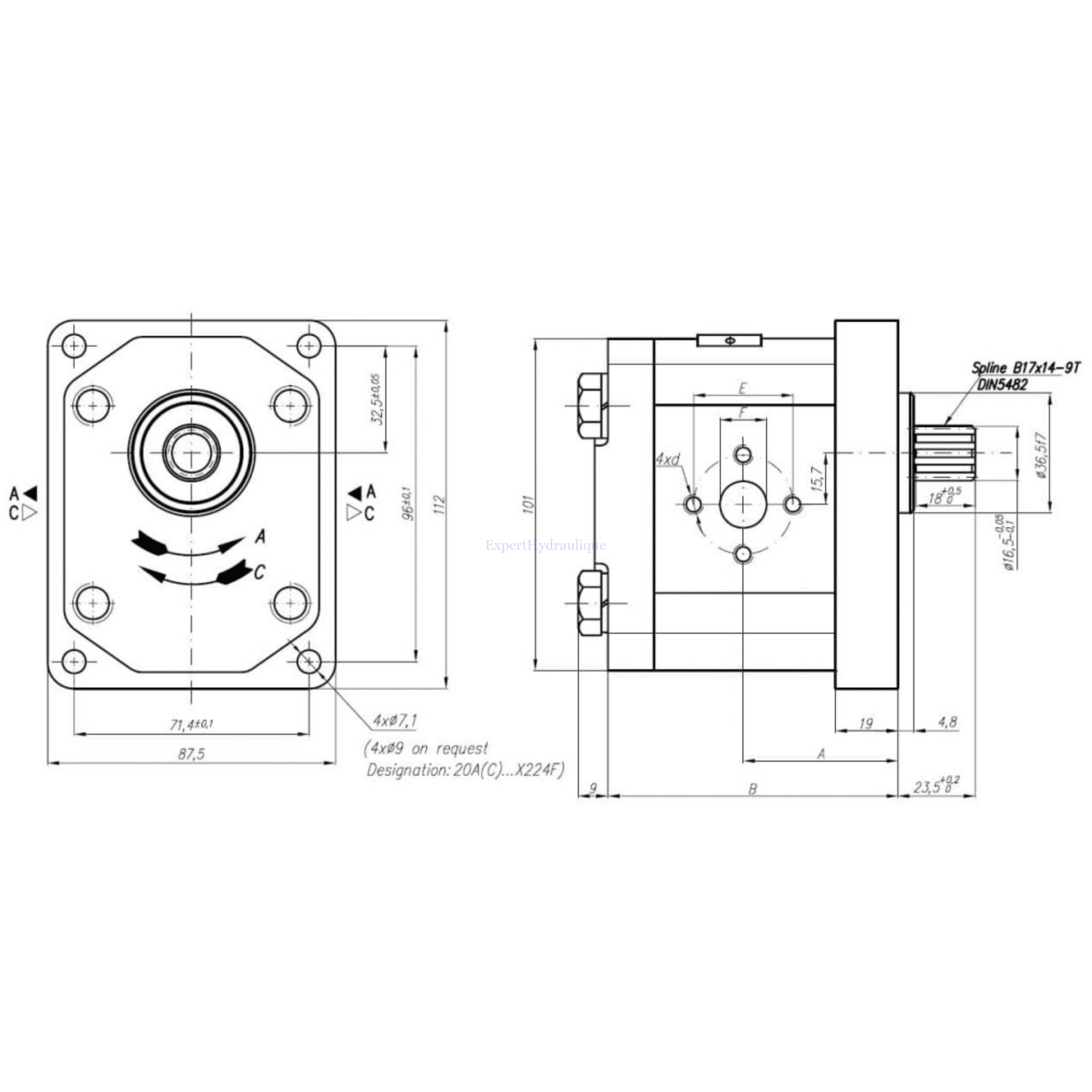Pompe de remplacement fixation 4 trous arbre cannelé 9 dents – Image 3